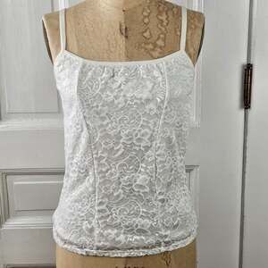 Top Y2K white lace camisole fairy festival boho cottage core romantic Large
